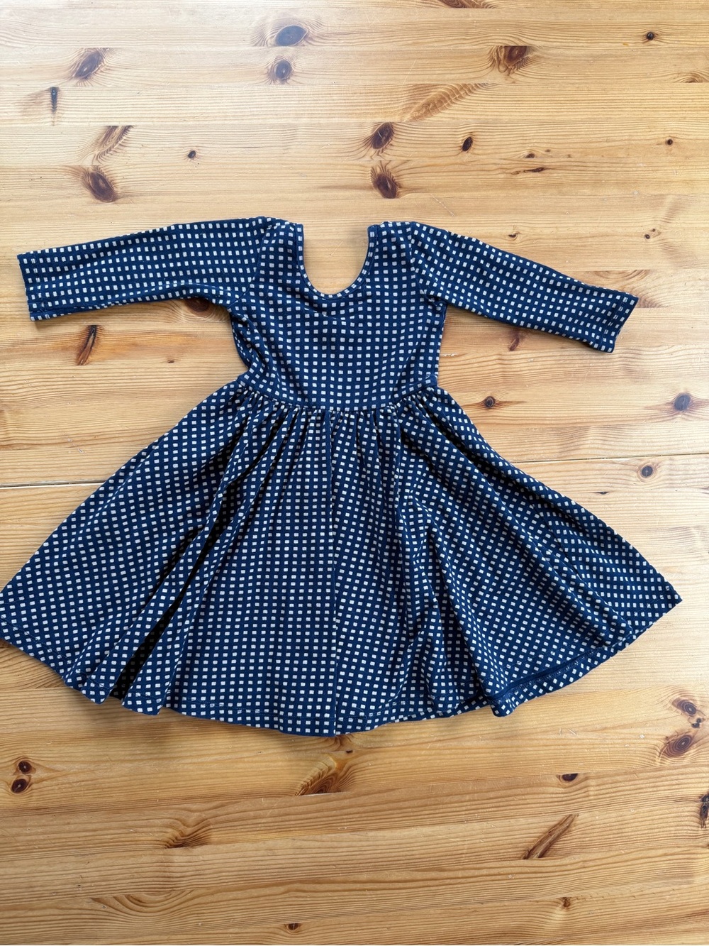 Alice & Ames Girls Navy Polka Dot Long-Sleeve Twirl Dress